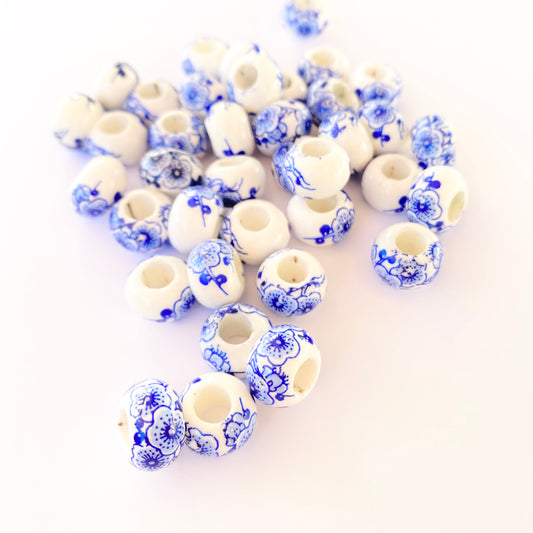 X4 Perles rondelles en porcelaine 12x7mm