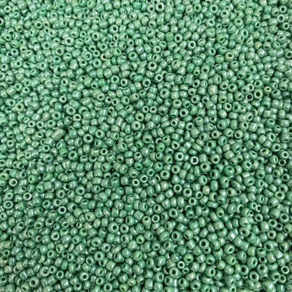 X10gr Perle Rocaille vert nacré 2mm #18