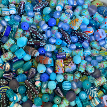 X50 Mix perles verre bleues #37