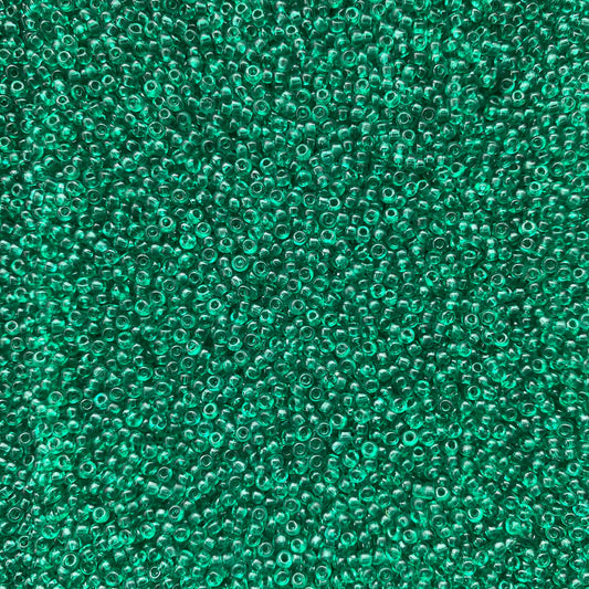 X10gr Perle Rocaille vert transparent 2mm #22