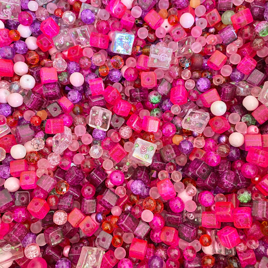 X100 Mix 6 à 12mm perles verre rose/ violet #28