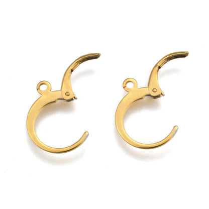 X2 Boucles d'oreilles dormeuses acier plaqué or 24k 14x12mm