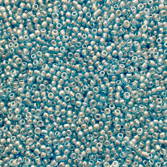 X10gr Perle Rocaille Bleu clair transparent nacré 3mm #51