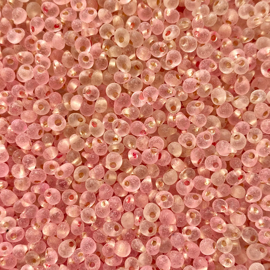 X10gr Perle Rocaille rose fond argent Goutte 4mm #75