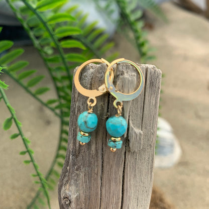 Turquoise rondelle/round earrings