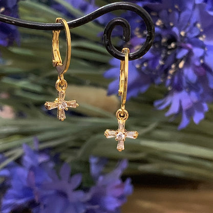 Cross square zircon earring