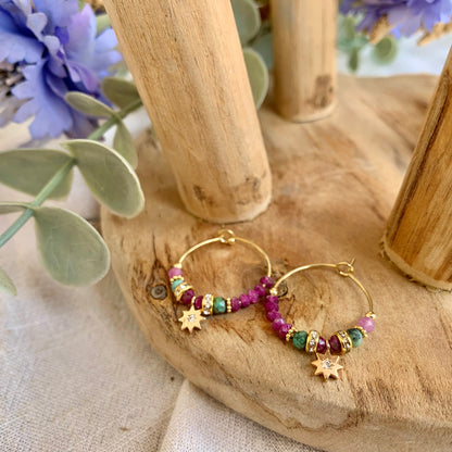 Ruby hoop earrings