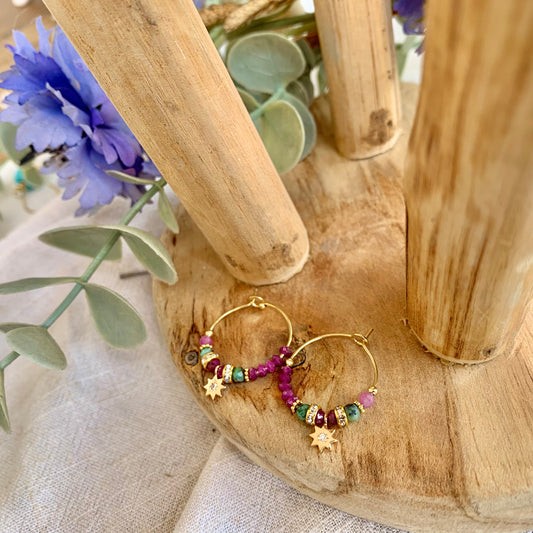 Ruby hoop earrings