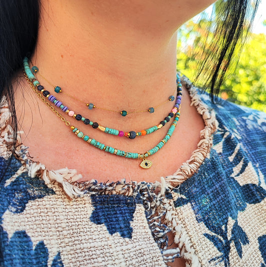 Colorful choker necklace to match the Creoles