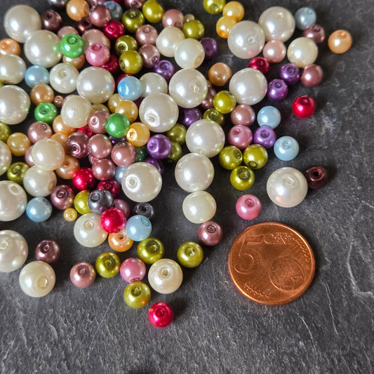 x100pcs Mix perles cirées 3 à 8mm