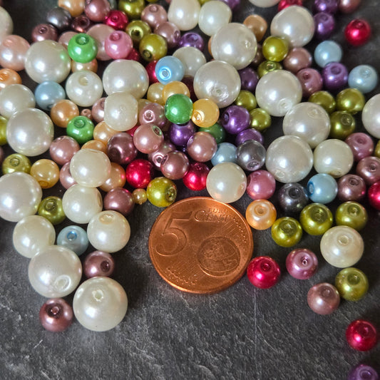 x100pcs Mix perles cirées 3 à 8mm