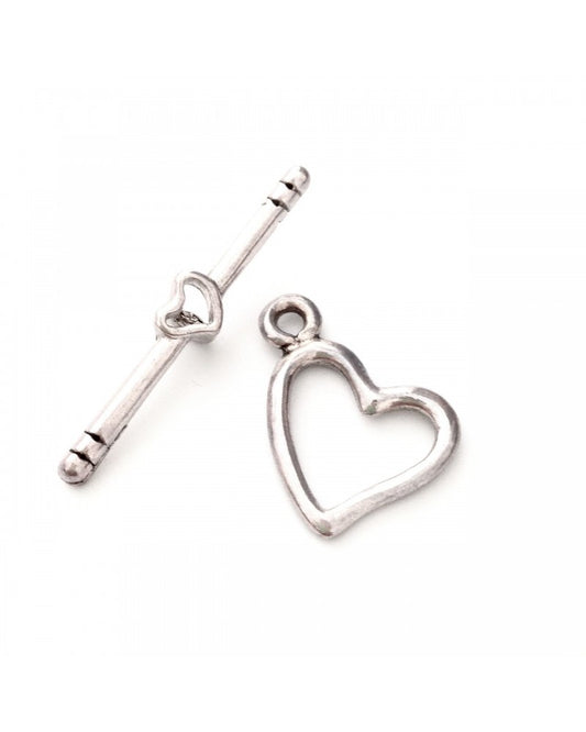 X1 fermoir toggle coeur 18x13mm