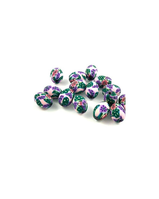 x10 Perles en Fimo 14x10mm