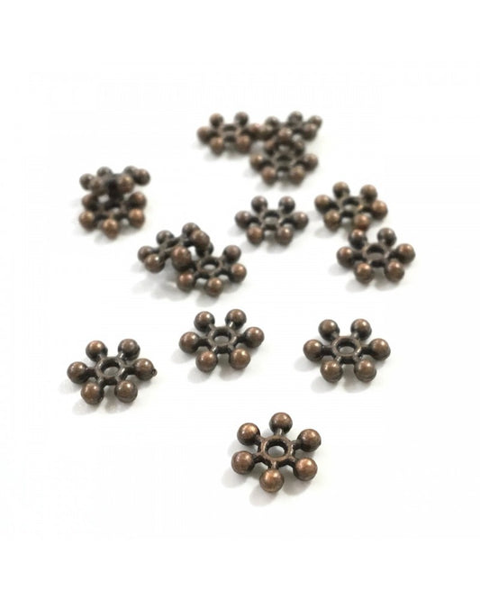 x15 Perles métal rondelles fleurs 7mm