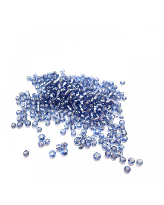 X10gr Perle Rocaille bleu argent 2mm #18