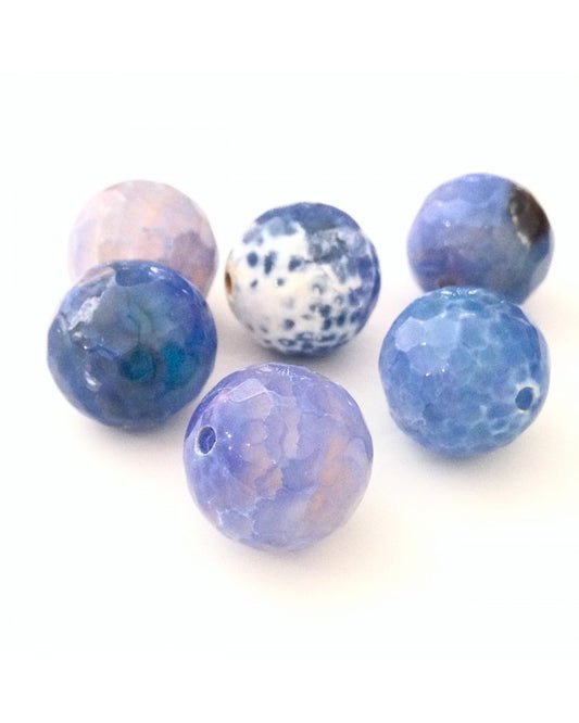 X2 Pierre Agates Bleues dentelles facettes 12mm