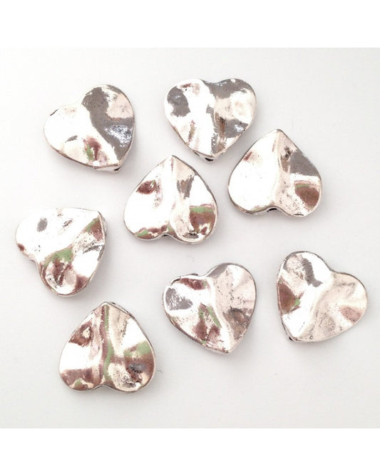 x2 Perles métal cœur 13x15mm