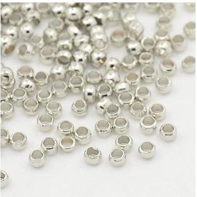 perle à écraser ronde 2mm argenté, perle à écraser 1,5mm argenté, latelier des perles, loisirs créatifs, fourniture pour la création de bijoux