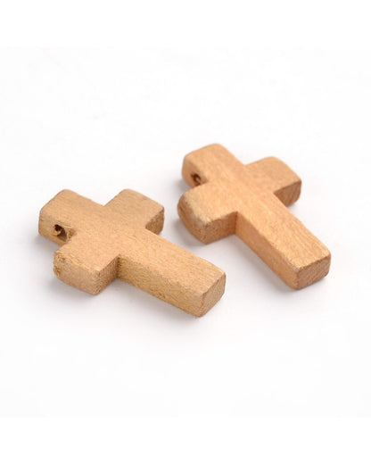 x2 Perles en bois croix 22x15mm