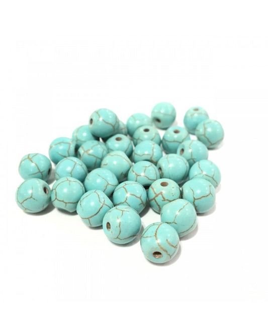 X5 pierres Turquoises Synth. Veinées 4, 6, 8 ou 10mm