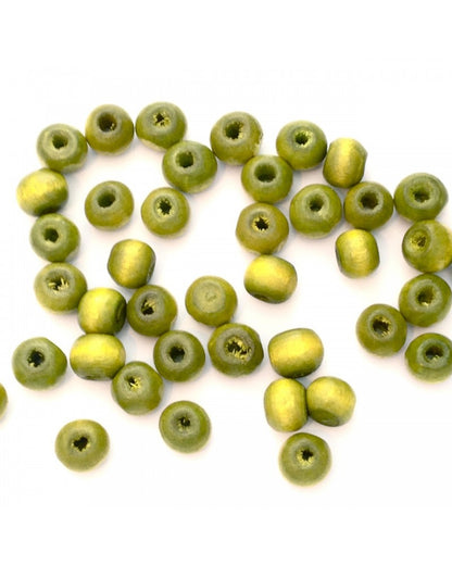 x50 Perles en bois verte 7x6mm