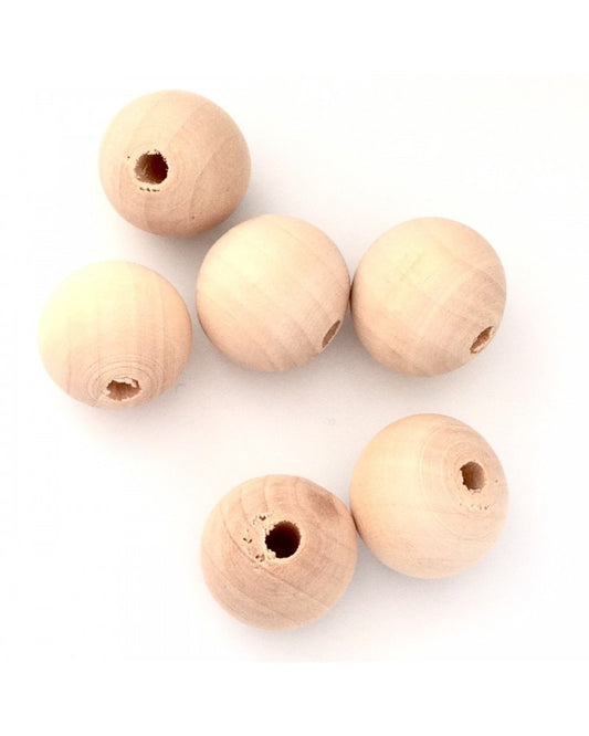 x4 Perles en bois brut 20mm